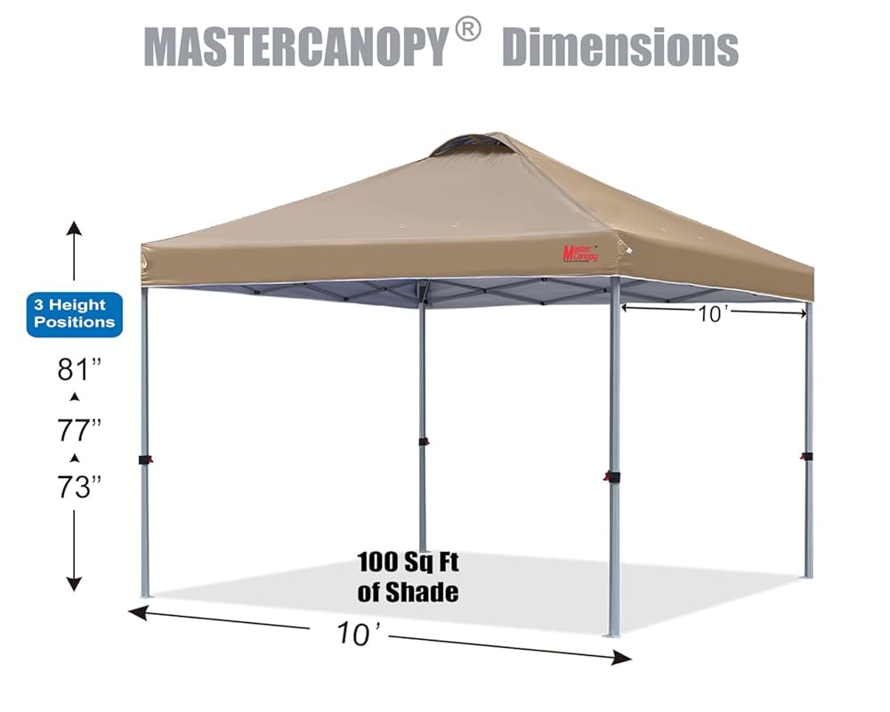 マスターキャノピーワンタッチタープテント 2M/2.5M/3M 三段階調節 マスターキャノピー（MASTERCANOPY）ワンタッチタープテント 2M